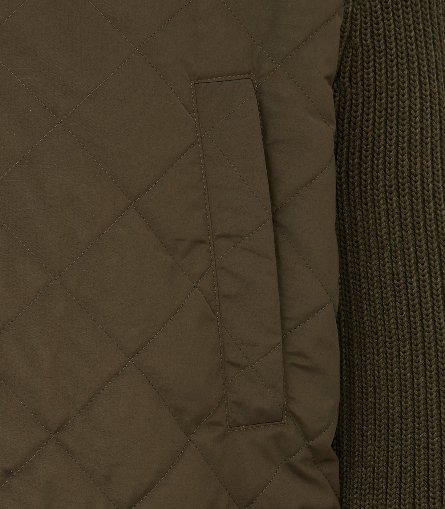 Men's Devonshire Nylon Quilted Zip Front Cardigan in Loden