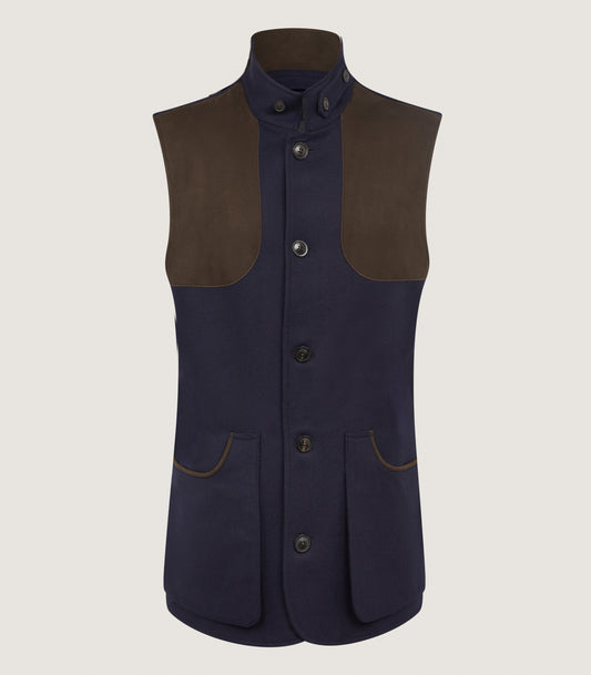 Men's Loden High Collar Sporting Vest In Navy
